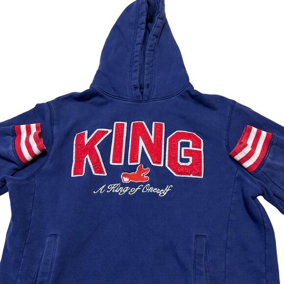 Akoo "King" Hoodie Medium‎ Blue & Red Cotton/Polyester Sweatshirt Y2K - Picture 5 of 10